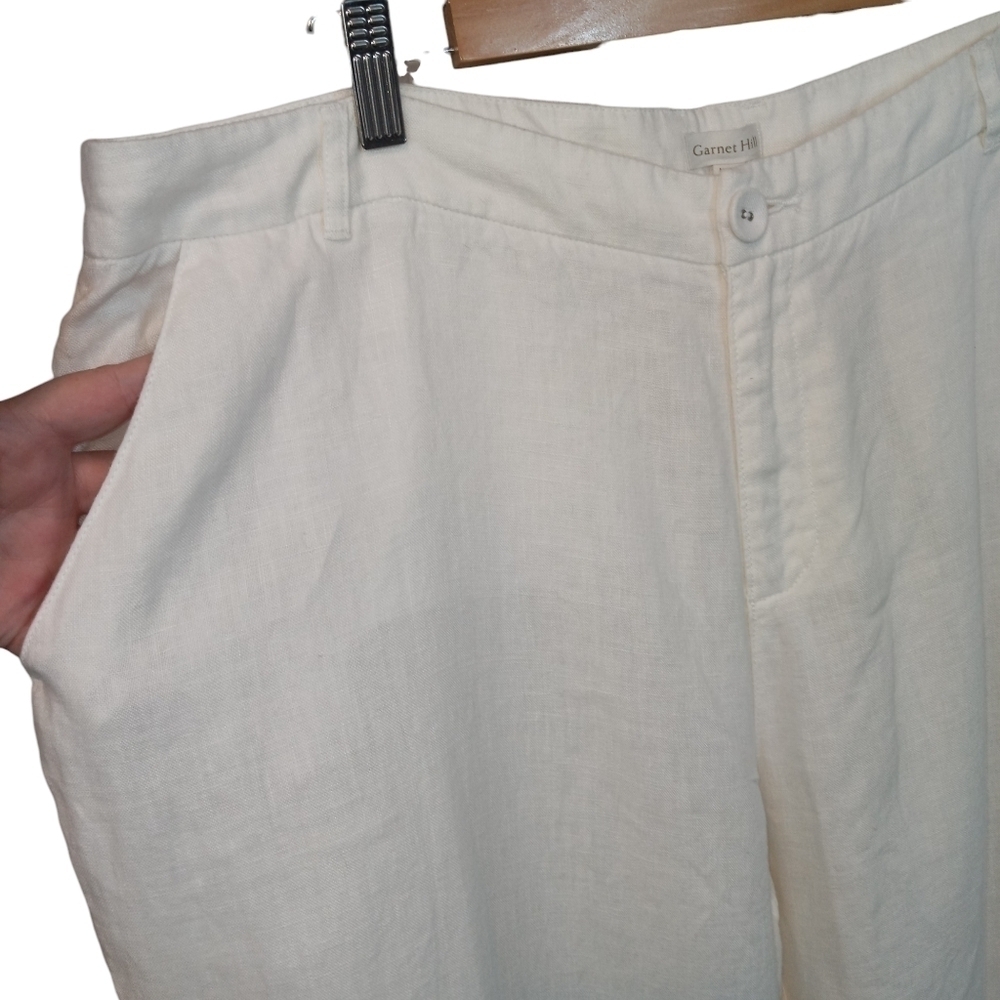 Garnet Hill Modern Linen Wide Leg Trouser Pants White Size 18 - Picture 8 of 15